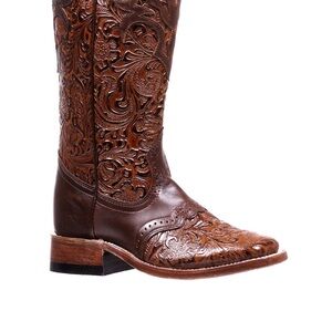Intricate Brown Leather Cowboy Boots